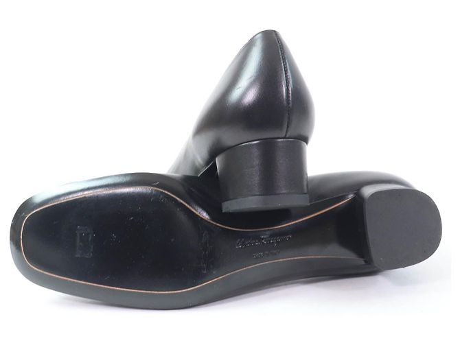 Pumps in pelle Gancini Salvatore Ferragamo Nero - vista 6
