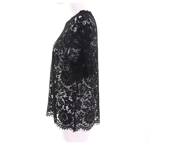 Top de encaje de rayón con logo VLTN de Valentino Negro - vista 2