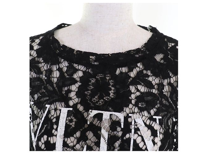Top de encaje de rayón con logo VLTN de Valentino Negro - vista 4