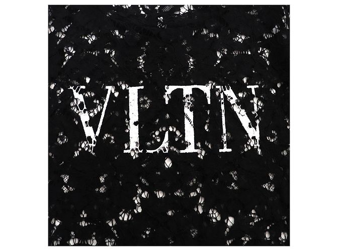 Top de encaje de rayón con logo VLTN de Valentino Negro - vista 5
