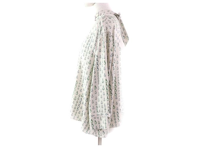 Top de cordero de seda Hermès 38 Beige Verde - vista 2