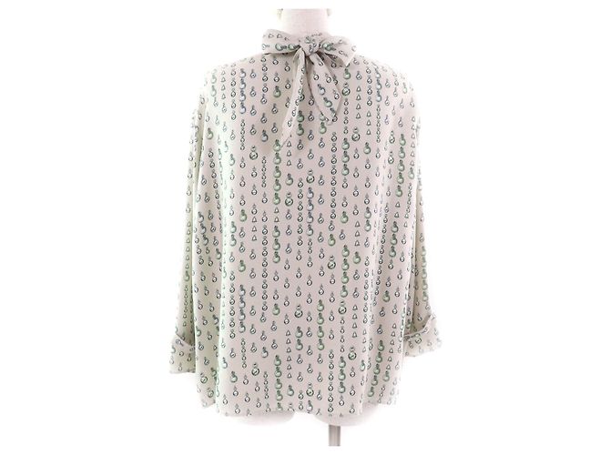 Top de cordero de seda Hermès 38 Beige Verde - vista 3