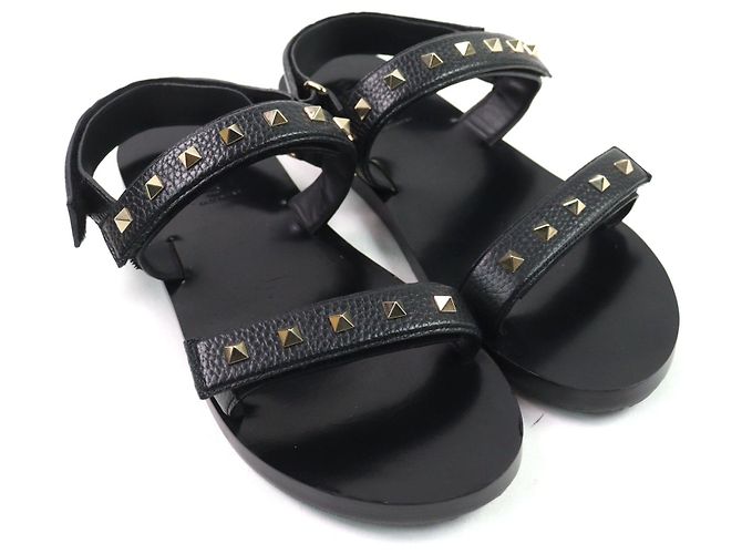 Sandali in pelle con cinturino Rockstud di Valentino Garavani Nero - vista 2