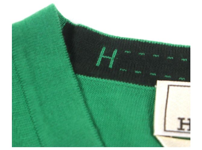 Hermès Wollstrick mit H-Stickerei Grün - Ansicht 4