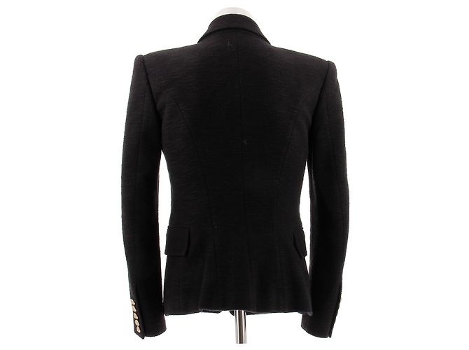 Balmain Chaqueta de algodón negra con botones dorados Negro - vista 2