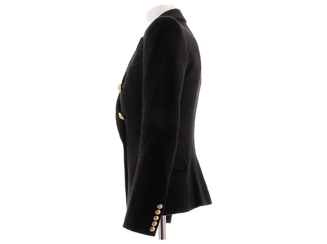Balmain Chaqueta de algodón negra con botones dorados Negro - vista 4
