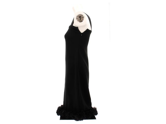 Prada Schwarzes Kleid mit Blumen am Saum aus Seide - Ansicht 4