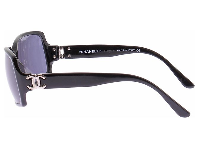 Chanel Óculos de sol pretos CC prateados - vista 5
