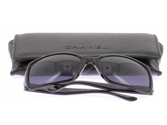 Chanel Óculos de sol pretos CC prateados - vista 7