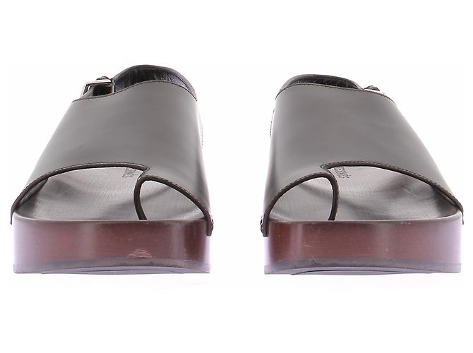 Hermès Offene Clogs in Schwarz und Braun - Ansicht 4