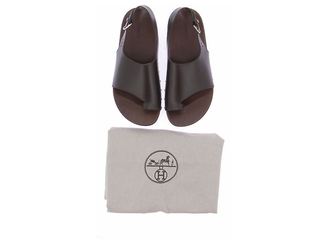 Hermès Offene Clogs in Schwarz und Braun - Ansicht 7
