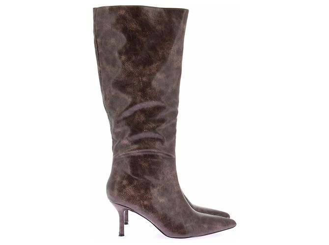 Autre Marque Botas altas marrones de cuero Castaño - vista 2
