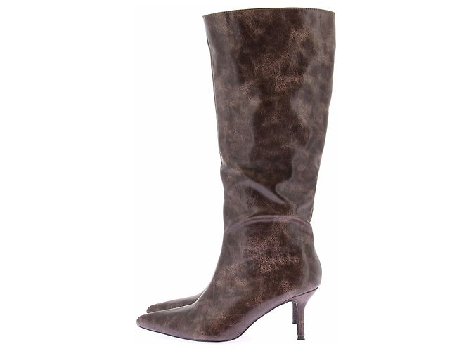 Autre Marque Botas altas marrones de cuero Castaño - vista 3