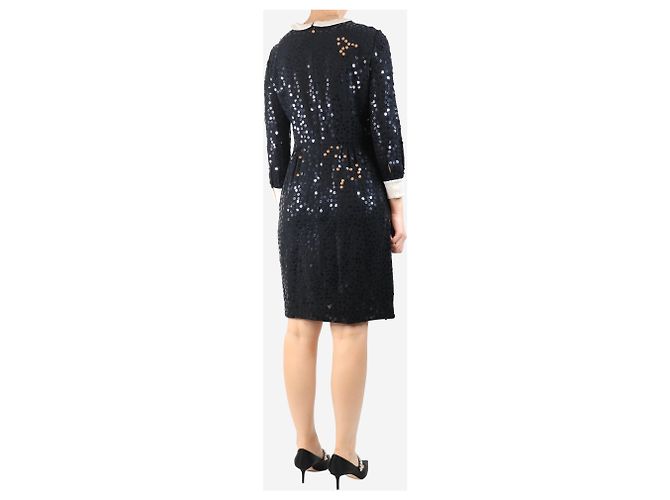 Saint Laurent Schwarzes, mit Pailletten verziertes Midikleid - Größe UK 12 - Ansicht 2