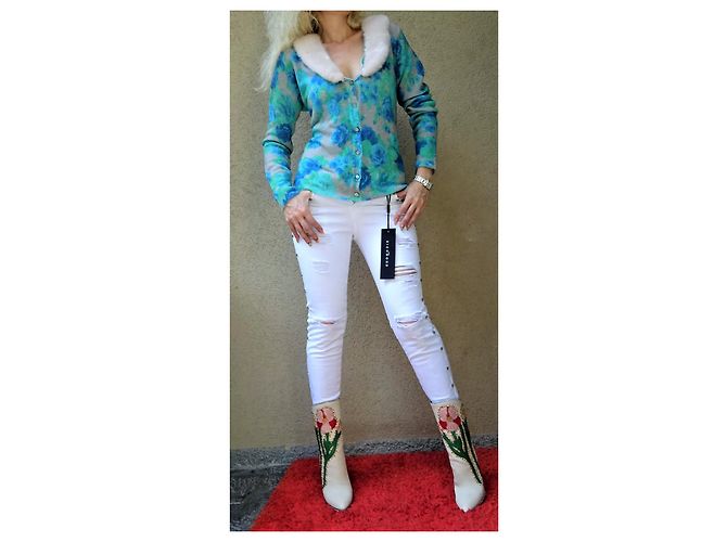Chic Cardigan von BLUMARINE! MIT MINK! Größe 42IT Mehrfarben - Ansicht 4