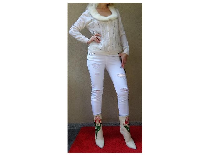 Chic Cardigan von BLUMARINE mit MINK! Größe 46IT Beige - Ansicht 11