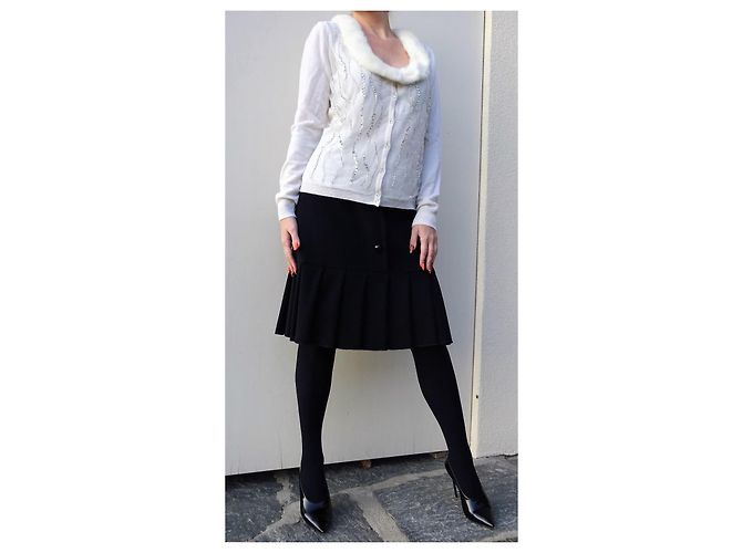 Chic Cardigan von BLUMARINE mit MINK! Größe 46IT Beige - Ansicht 13