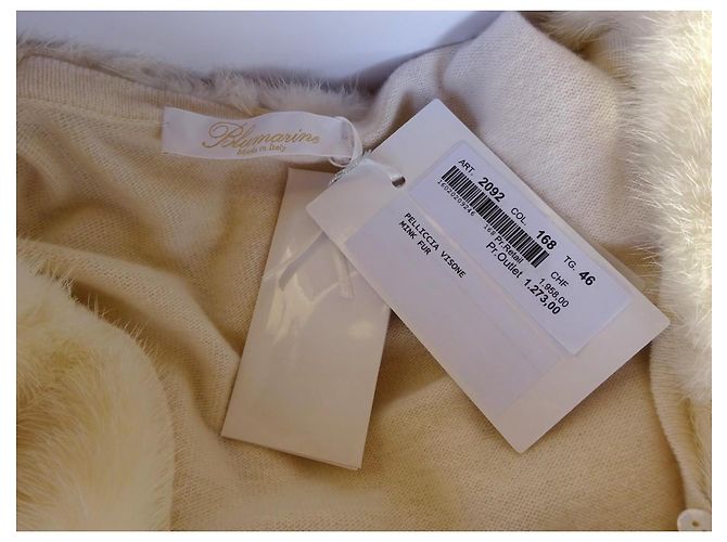 Chic Cardigan von BLUMARINE mit MINK! Größe 46IT Beige - Ansicht 2