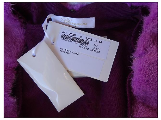 BLUMARINE Chic Cardigan MIT MINK! Größe 46IT Dunkelviolett - Ansicht 3
