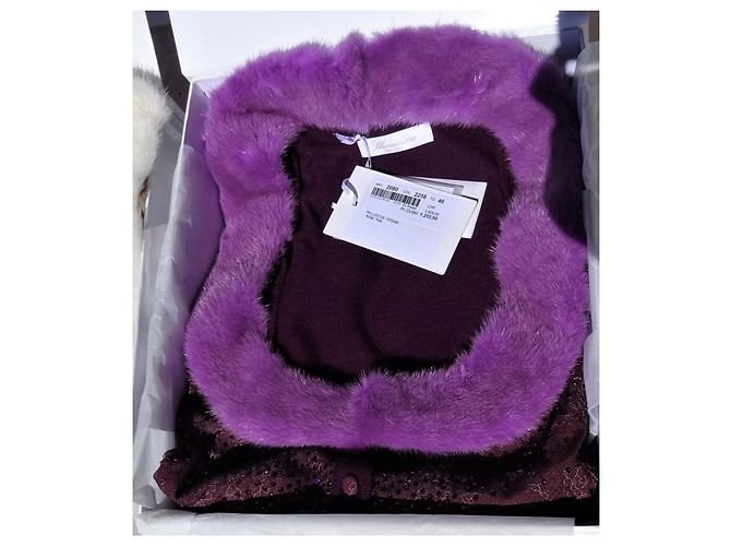 BLUMARINE Chic Cardigan MIT MINK! Größe 46IT Dunkelviolett - Ansicht 9