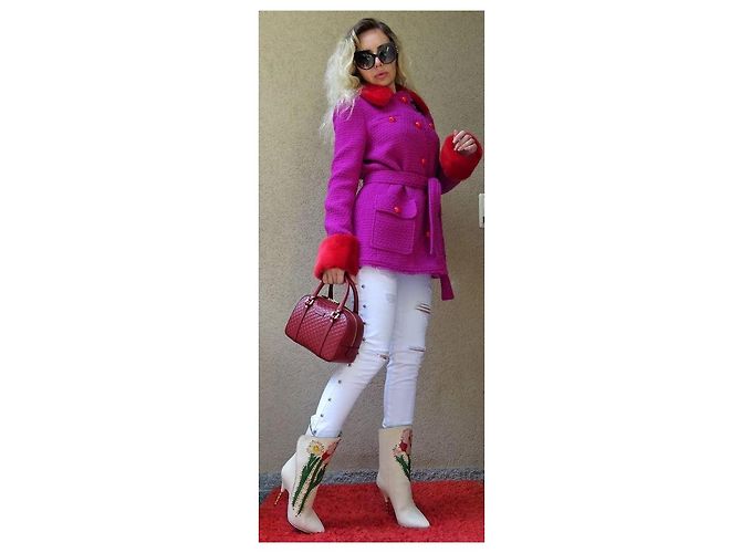 Abrigo de lana BLUMARINE con visón talla 42IT Morado oscuro - vista 16