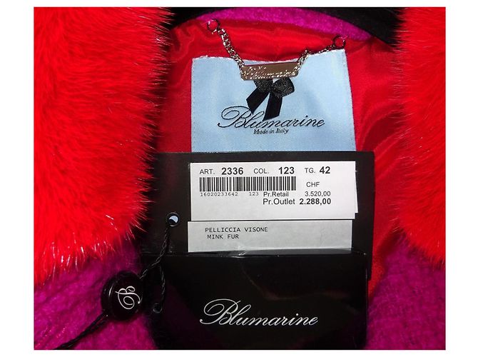 Abrigo de lana BLUMARINE con visón talla 42IT Morado oscuro - vista 2