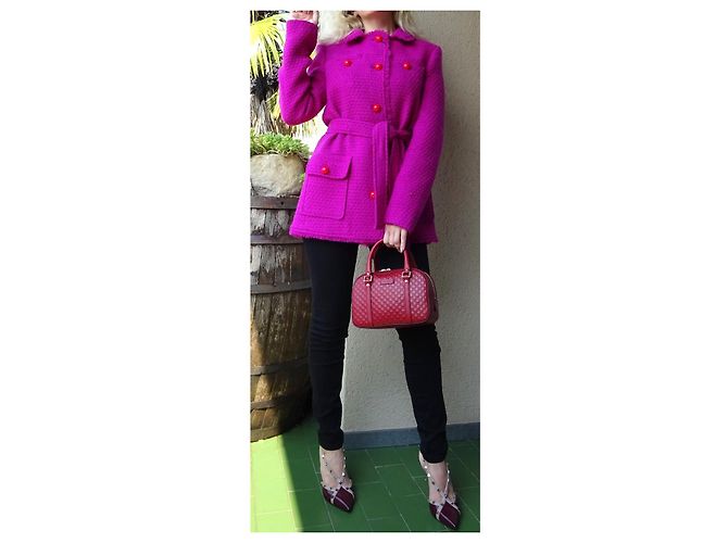 Abrigo de lana BLUMARINE con visón talla 42IT Morado oscuro - vista 9