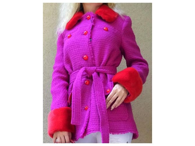Abrigo de lana BLUMARINE con visón talla 44IT Morado oscuro - vista 12