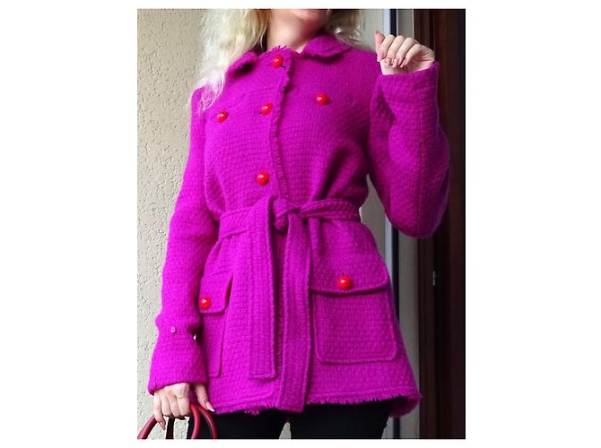 Abrigo de lana BLUMARINE con visón talla 44IT Morado oscuro - vista 7