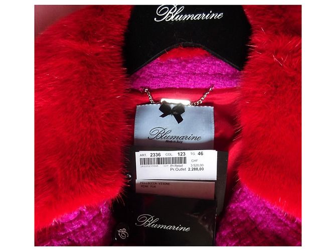 BLUMARINE BELLISSIMO abrigo de lana con visón! talla 46IT Morado oscuro - vista 3