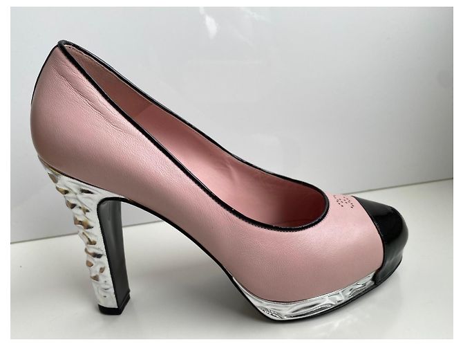 Chanel Pumps Rosa Leder mit Silberne Plattform Pink - Ansicht 2