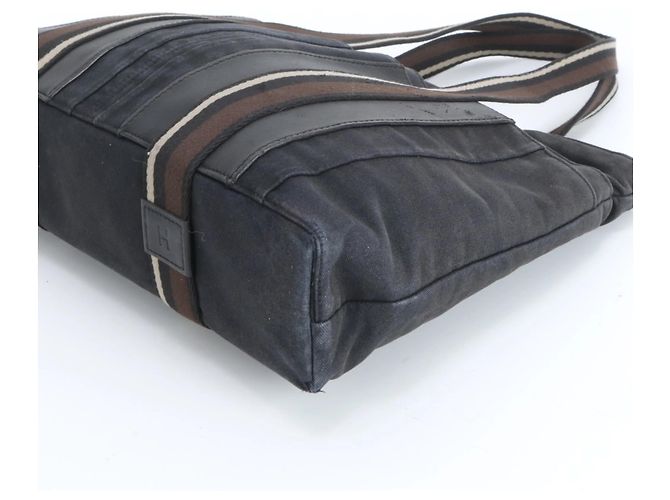 Sac à main en cuir Hermès Troca Horizontal MM Marron Noir - vue 6