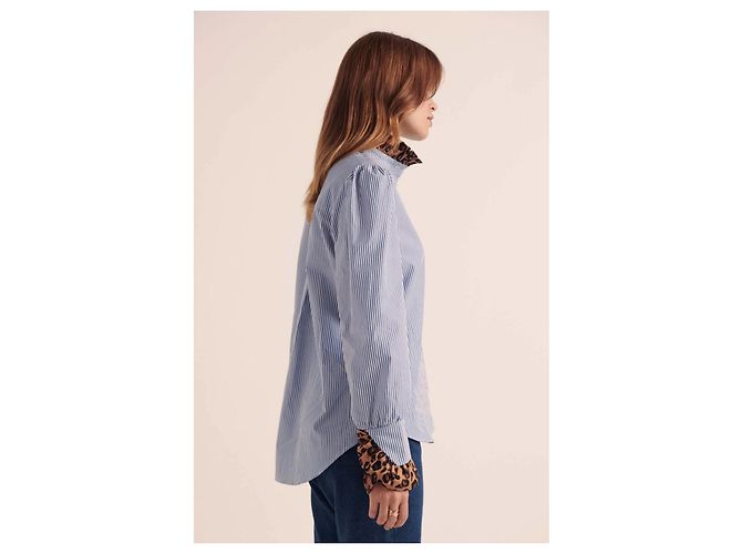 Blusa Balzac Paris Source de leopardo y rayas de algodón Azul Multicolor - vista 3