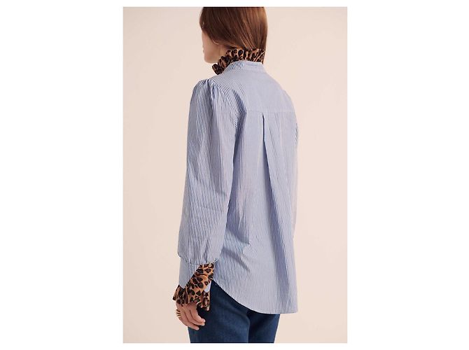 Blusa Balzac Paris Source de leopardo y rayas de algodón Azul Multicolor - vista 4