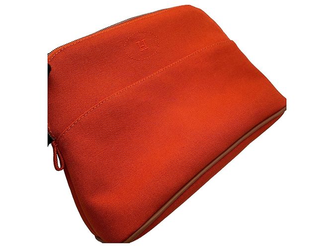 Hermès Bolide Pouch MM aus orangefarbenem Canvas - Ansicht 5