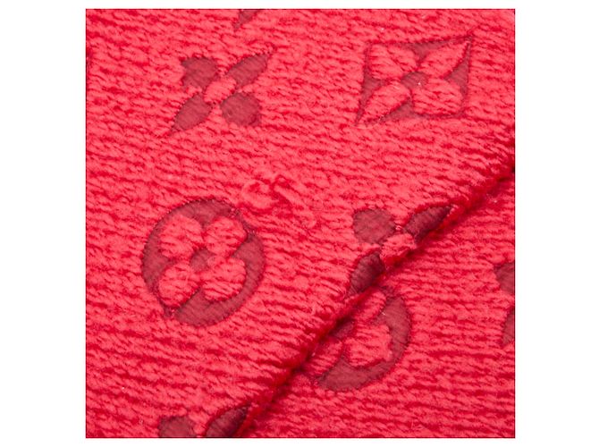 Cachecol Logomania Monograma Louis Vuitton Rosa Vermelho - vista 3