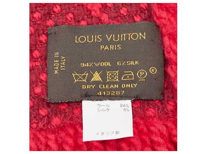 Cachecol Logomania Monograma Louis Vuitton Rosa Vermelho - vista 4