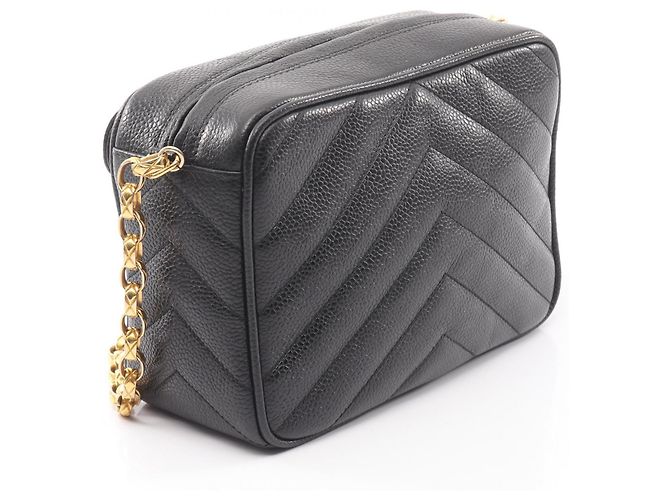 Borsa a Spalla Chanel V-Stitch Chevron Nero - vista 2