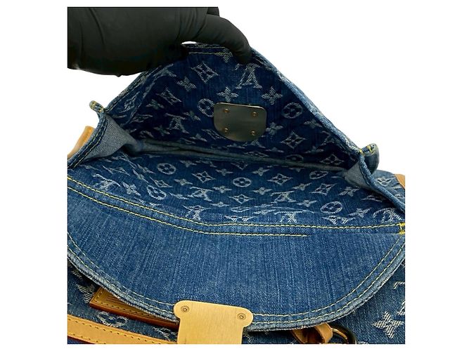 Borsa Tote in Denim Monogram Louis Vuitton Blu Beige - vista 10