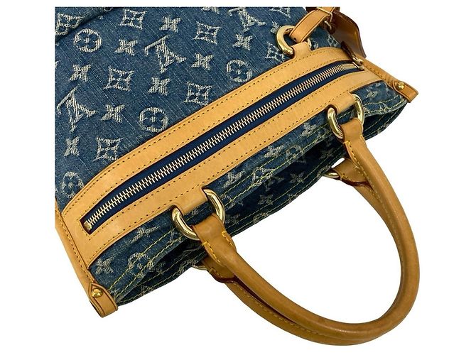 Borsa Tote in Denim Monogram Louis Vuitton Blu Beige - vista 4