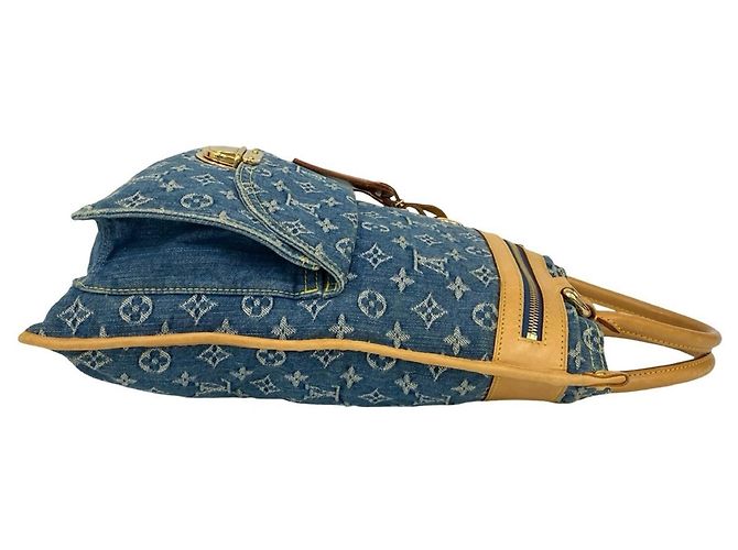 Borsa Tote in Denim Monogram Louis Vuitton Blu Beige - vista 6