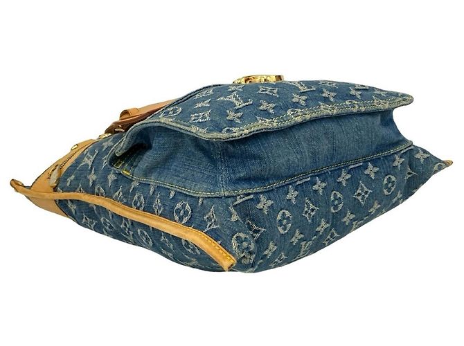 Borsa Tote in Denim Monogram Louis Vuitton Blu Beige - vista 7