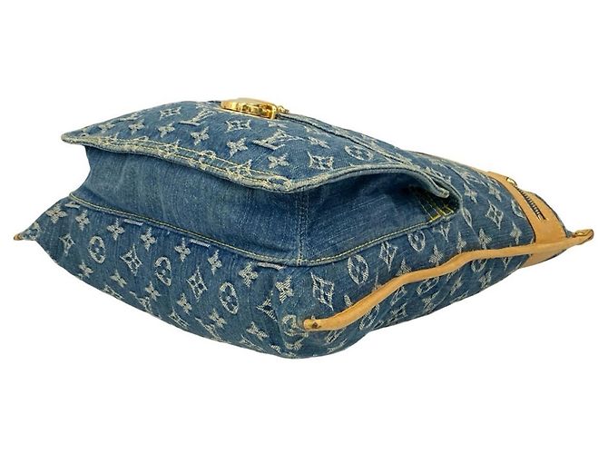 Borsa Tote in Denim Monogram Louis Vuitton Blu Beige - vista 8
