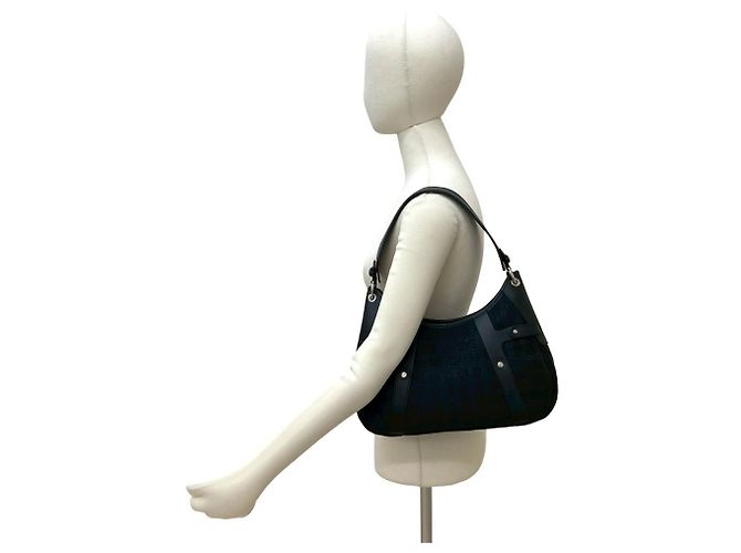 Borsa a spalla in pelle nera e tela Salvatore Ferragamo Nero - vista 2