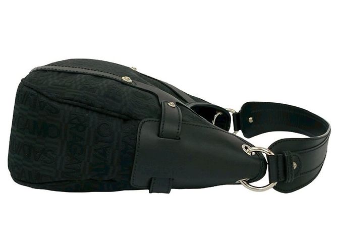 Borsa a spalla in pelle nera e tela Salvatore Ferragamo Nero - vista 6