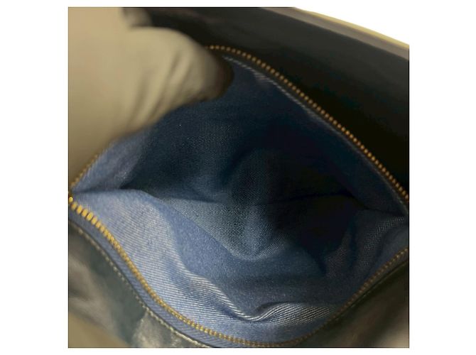 Borsa in pelle semi-a spalla Old Gucci Sherry Line Rosso Blu navy - vista 10