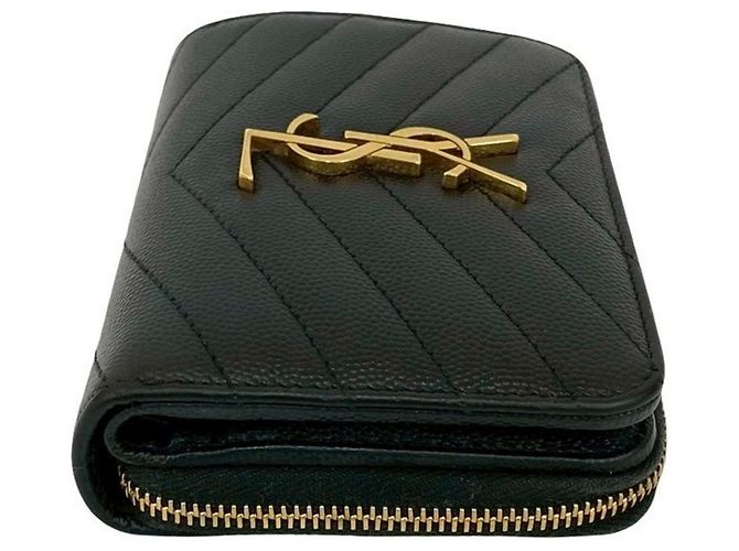 Billetera bi-fold de cuero negro Saint Laurent - vista 5