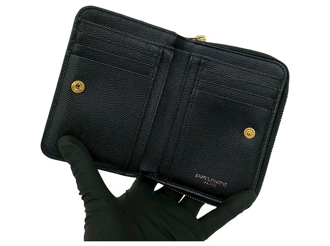 Billetera bi-fold de cuero negro Saint Laurent - vista 7