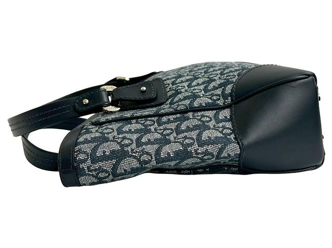 Mini borsa tote in tela e pelle Trotter CD di Christian Dior Blu navy - vista 5