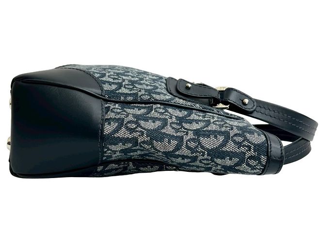 Mini borsa tote in tela e pelle Trotter CD di Christian Dior Blu navy - vista 6